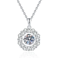 Elegante collana a fiocco di neve in argento con pendente in moissanite da 1 carato e pietra - Argento 925 / Argento (Pietra ad Alto Contenuto di Carbonio da 6,5 mm)