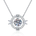 Collana Moissanite Cuore dell'Oceano in argento S925 con pietra danzante e catena O - Pietra ad alto contenuto di carbonio da 6.5mm