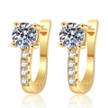 Classic 18K gold S925 silver U-shape earrings with moissanite stones and clear reflection - 925 Silver / 5mm High Carbon Stone