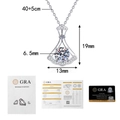 Detalle del colgante Moissanita con dimensiones y certificado profesional GRA incluido - Plata 925 / Estilo Plateado - Moissanita de 1 Quilate