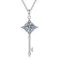 S925 sterling silver necklace with star key pendant featuring 1ct moissanite in silver - 925 Silver / Silver (High Carbon Stone)