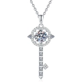 Elegante ciondolo a chiave in argento S925 con una brillante pietra di moissanite da 1 carato - Argento 925 / Pietra ad alto contenuto di carbonio