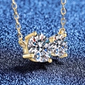 Collana minimalista con pendente a doppia stella in moissanite 1,5 carati in oro 18K - Argento 925 / Oro