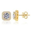 Luxe vierkante halo moissanite oorknopjes in verguld s925 sterling zilveren afwerking - 0,5 ct moissaniet