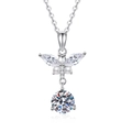 Collar de mariposa en plata de ley S925 con moissanita, perla y piedras marquise - Plata 925 / Piedra de alto carbono de 6.5mm