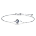 Minimalist adjustable four-prong Moissanite bracelet in S925 sterling silver design - 925 Silver / 6.5mm High Carbon Stone