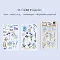 PVC-Transferaufkleber der Floral Forest Serie mit Baumwollleinen-Set, blaue Blumen 4er-Pack - Blumenliebe