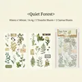 Vintage-Aufkleberset Wald mit botanischen Drucken auf Baumwollleinen und Transferpapier - Stiller Wald