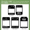 Retro airport luggage tag style PET stickers for journaling with vintage frame designs - Travel Frame
