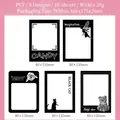 Retro PET frame stickers pack with black and white designs for scrapbooking decoration - Girly Frame