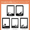 Vintage PET frame stickers with space, whale, and butterfly designs, 10 pieces set - Dream Frame