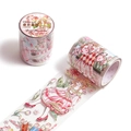Nastro adesivo PET Spring Garden con stampa oro 3D, motivi di ragazze e fiori - Giardino di Primavera