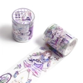 Nastro decorativo PET viola con farfalla dorata e motivi di ragazze anime - Sogni di Fiori Viola
