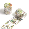 Nastro PET Dreamy Girl 50mm per scrapbooking con lamina d'oro e motivi di fiori e viaggi - Gita Primaverile Insieme