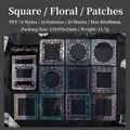 Set de pegatinas láser de encaje PET con bordes cuadrados para scrapbooking DIY - Pieza de Flor Cuadrada