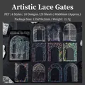 Pegatinas holográficas de PET con borde de encaje y 10 diseños de arcos florales para DIY - Puerta de Flores Artística