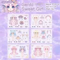 Set di 6 fogli di adesivi PET fai-da-te con graziose ragazze anime per scrapbooking - Principessa Sirena Bella-Dolce Energetica