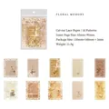 Detail view of 10-piece floral lace scrapbooking stickers with vintage hollow-out designs - Floral Memory