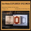 Vintage explorer specimen beechwood rubber stamp with intricate retro window frame design - Sunny Window