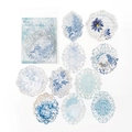 Floral lace cutout decorative stickers in fresh cyan and white for vintage scrapbooking - Quiet Flower Sea