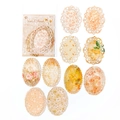 Vintage floral hollow lace stickers in warm beige and pink tones for scrapbook decor - Sunset Floral