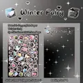 Winter Fairy themed sticker sheet with blue ice and heart patterns for DIY scrapbooking - Night Elf