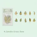 Set di 10 adesivi PET botanici con foglie di felce in stile vintage disegnati a mano - Erba e Rugiada Spazzate dal Vento