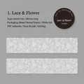 Cinta adhesiva PET con diseño de encaje floral blanco para diario de 35mm x 3m - Flores y Encaje