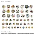 Set di 100 adesivi decorativi con uccelli e fiori dal design vintage rotondo - 100 Fogli (50 Stili x 2) / Splendore Passato