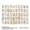 50 adesivi vintage in carta washi con motivi floreali e botanici per decorazione - Confessione di Fiori