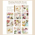 Vintage butterfly and floral scrapbooking papers from the Fly Yarn Dream series, 50 sheets set - Butterfly Dream