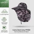 Dark gray camo outdoor sun hat with large neck flap and UPF50+ quick-dry fabric - PF004 Camo Dark Grey