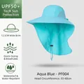 Water blue outdoor sun hat with UPF50+ protection, neck flap, and 12.5cm wide brim - PF004 Aqua Blue