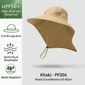 Khaki outdoor sun hat with 12.5cm wide brim and neck protection flap for fishing - PF004 Khaki
