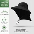 UPF50+ black wide brim sun hat with neck flap and 12.5cm brim for outdoor fishing - PF004 Black
