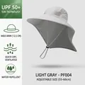 Light gray sun hat with 12.5cm wide brim, UPF50+ protection and neck flap for fishing - PF004 Light Grey