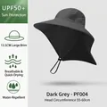 Dark grey quick-dry sun hat with 12.5cm wide brim and neck flap for UPF50+ outdoor protection - PF004 Dark Grey
