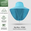 Sky blue quick-dry sun hat with wide brim and neck protection for outdoor hiking - PF004 Sky Blue