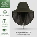 Army green quick-dry sun hat with 13.5cm wide brim and neck flap protection - PF002 Army Green