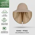 Khaki outdoor sun hat with 13.5cm wide brim and neck flap for UPF 50+ protection - PF002 Khaki