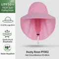 Pink sun hat with neck flap UPF50+ waterproof quick-dry wide brim fishing cap - PF002 Leather Pink