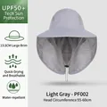 Light grey quick-dry sun hat with 13.5cm wide brim and breathable neck flap protection - PF002 Light Grey