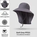 Dark grey quick-dry sun hat with 10cm wide brim and neck protection flap - PF021 Dark Grey