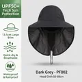 Dark grey outdoor sun hat with 13.5cm wide brim and neck flap protection - PF002 Dark Grey