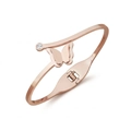 Elegante pulsera mariposa de oro rosa con cristal y cierre de resorte pulido - Brazalete de Mariposa (TT0115) / Oro rosa