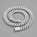 Hip Hop 12mm zilveren Cubaanse schakelketting met volledige diamantzetting en drukkluit - Ketting / Zilver