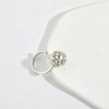 Elegant silver open ring featuring a baguette-cut cubic zirconia pave spherical design - Square Zirconia / Silver