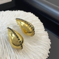 Water-drop gold stainless steel earrings with dark blue zircon on coral stone - Waterdrop Style (PE0760-22) / Green Waterdrop Earrings