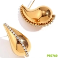 Gold-plated stainless steel teardrop earrings with sparkling cubic zirconia accents - White Waterdrop Earrings