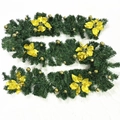 Guirnalda navideña de lujo 2,7m con agujas de pino, flores doradas y decoraciones - Estilo Decorado Estándar / Dorado